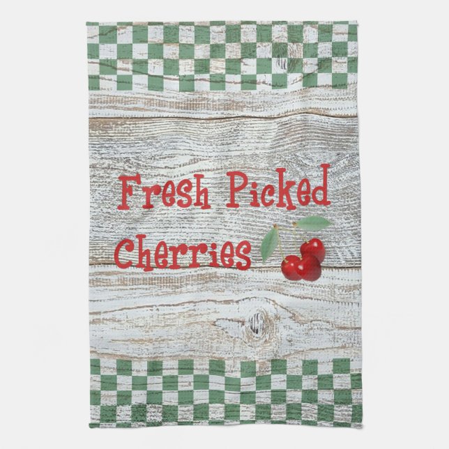 Serviette de cuisine aux cerises fraîches (Vertical)