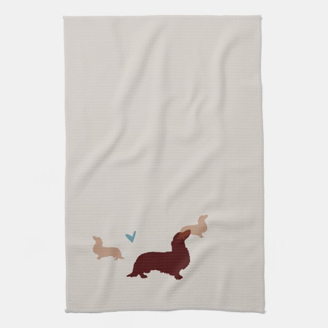 Serviette de cuisine aux cheveux longs de teckel (Vertical)