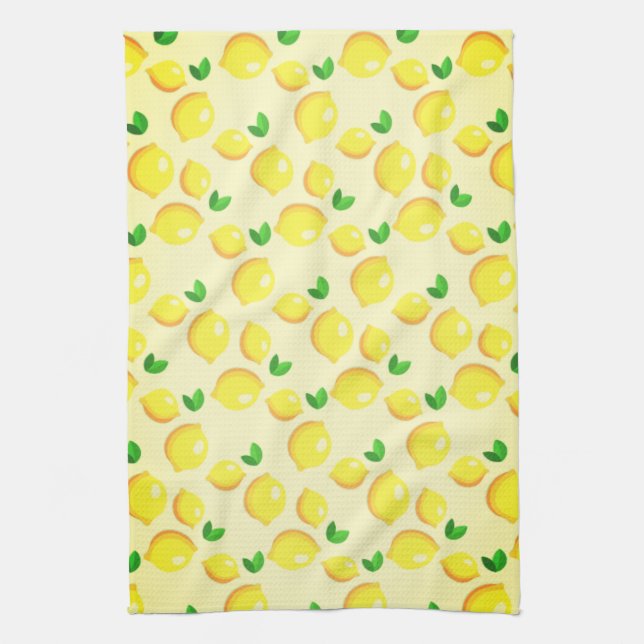 Serviette de cuisine aux citrons jaunes (Vertical)