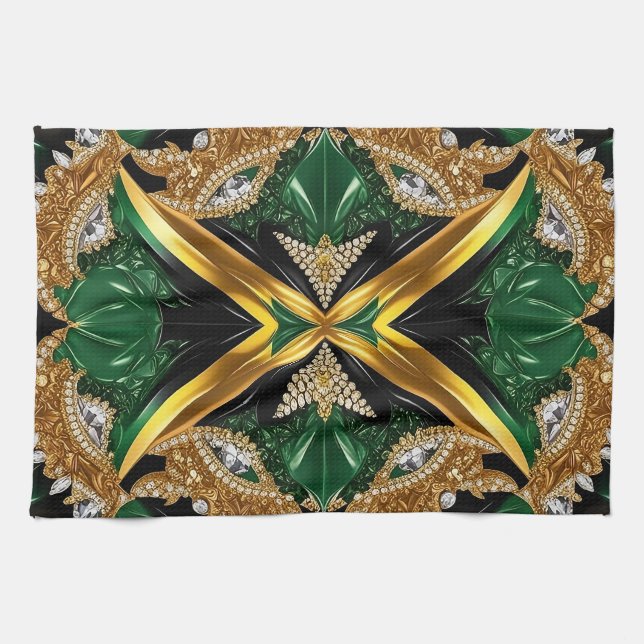 Serviette de cuisine aux couleurs jamaïcaines Desi (Horizontal)