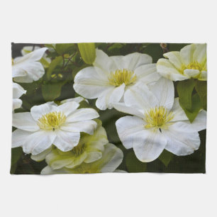 Serviette de cuisine aux fleurs blanches