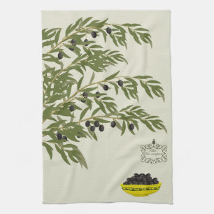 Serviette de cuisine avec des olives