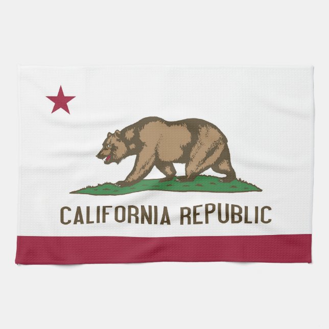 Serviette de cuisine avec Drapeau de Californie, U (Horizontal)