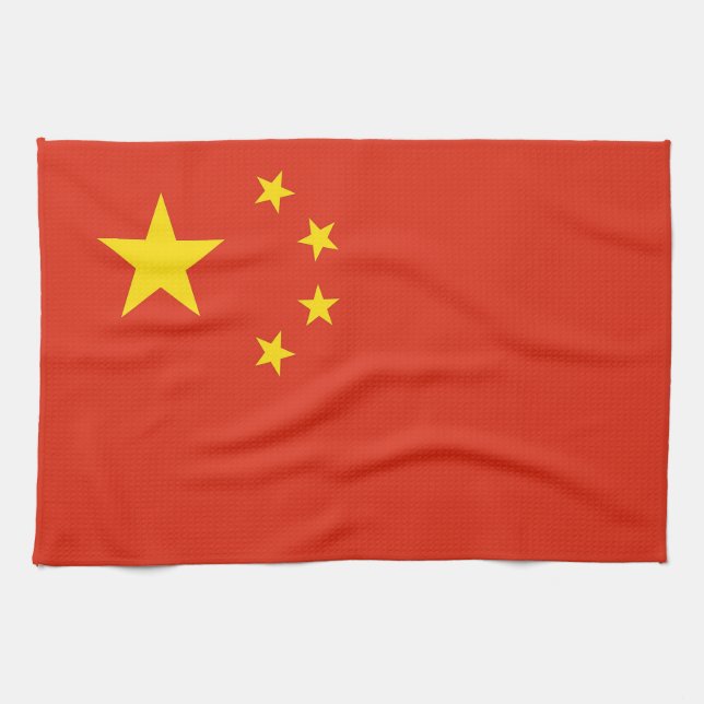 Serviette de cuisine avec Drapeau de Chine (Horizontal)