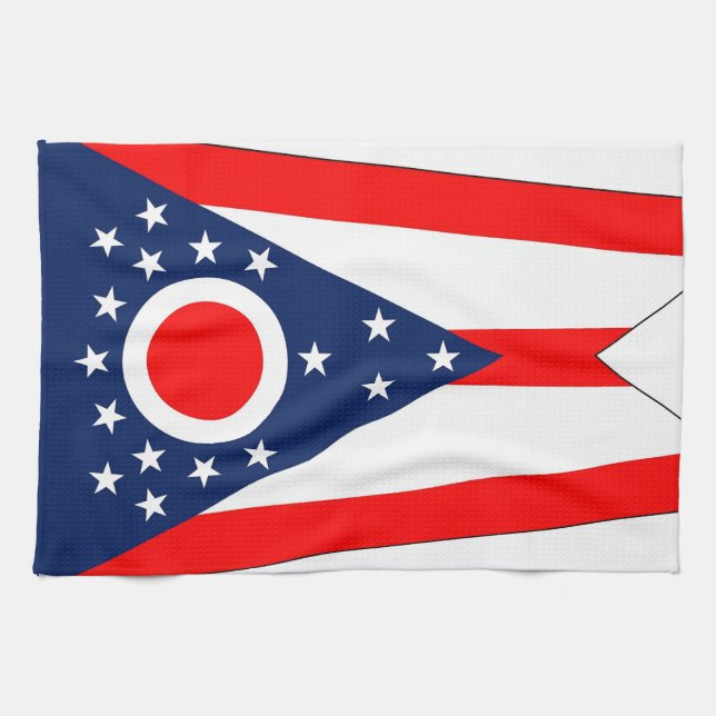Serviette de cuisine avec Drapeau de l'Ohio, États (Horizontal)