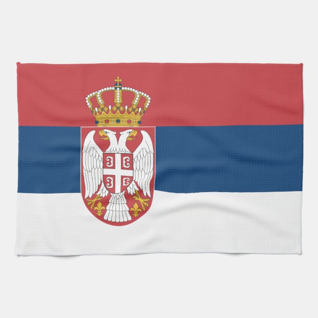 Serviette de cuisine avec Drapeau de Serbie (Horizontal)