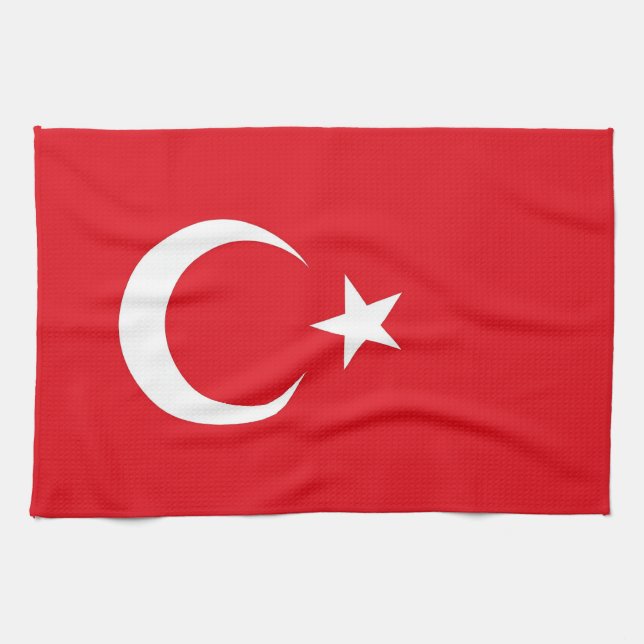 Serviette de cuisine avec Drapeau de Turquie (Horizontal)