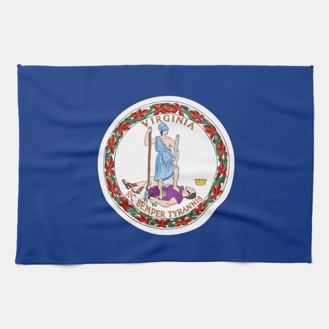 Serviette de cuisine avec Drapeau de Virginie, Éta (Horizontal)