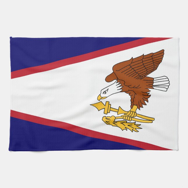 Serviette de cuisine avec Drapeau des Samoa améric (Horizontal)