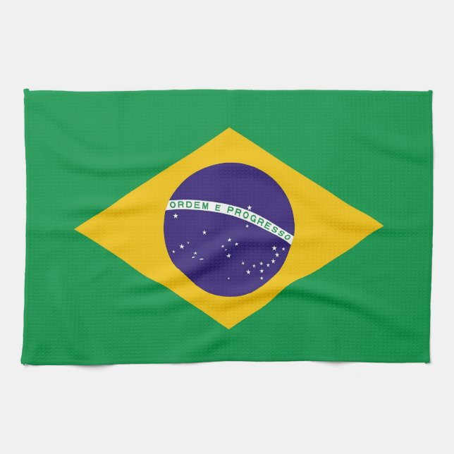 Serviette de cuisine avec Drapeau du Brésil (Horizontal)
