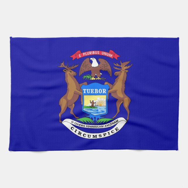 Serviette de cuisine avec Drapeau du Michigan, Éta (Horizontal)