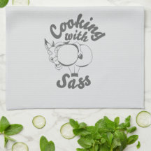 serviette de cuisine avec du sass gris doux