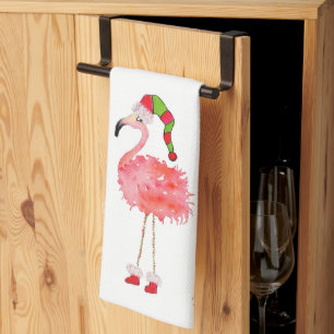 serviette de cuisine avec flamant rose