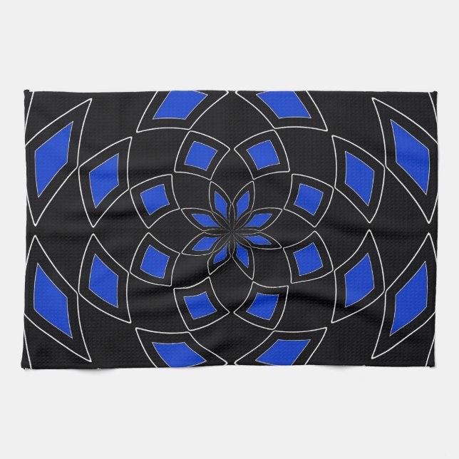 Serviette de cuisine avec noir et bleu Résumé Desi (Horizontal)