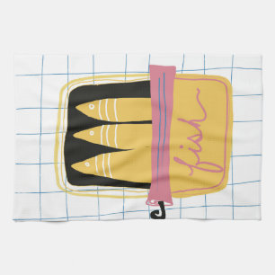 Serviette de cuisine avec poisson en conserve