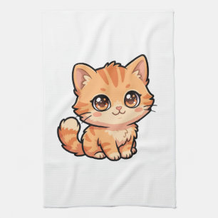 Serviette de cuisine avec un chaton roux mignon