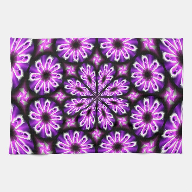 Serviette de cuisine avec violet noir Résumé Desig (Horizontal)