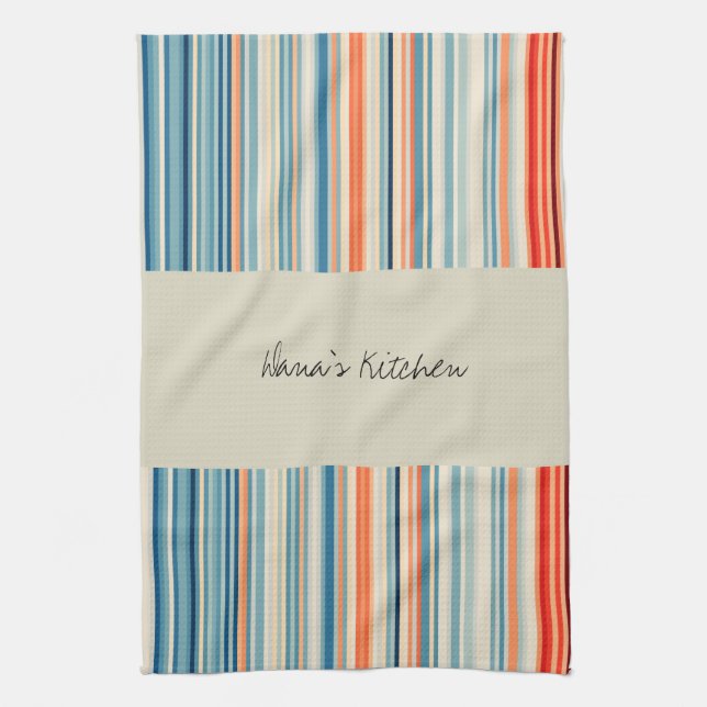 Serviette De Cuisine Beige En Grille (Vertical)