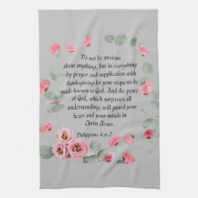 Serviette de cuisine - Bible et Philippiens 4:6-7 (Vertical)