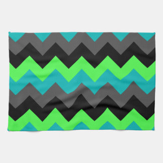 Serviette de cuisine Black Green Ombre Chevrons