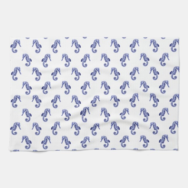 Serviette de cuisine blanche et bleue (Horizontal)