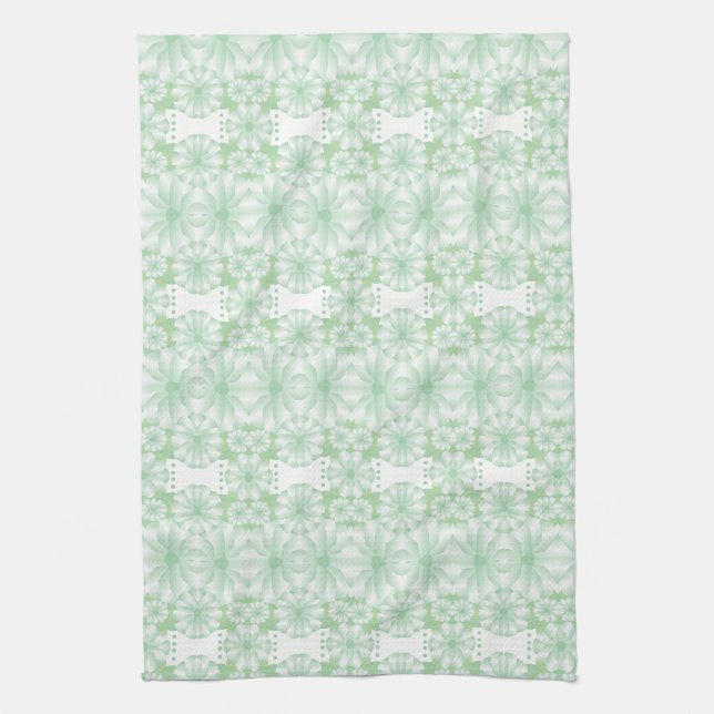 Serviette De Cuisine Blanche Et Verte À La Menthe  (Vertical)
