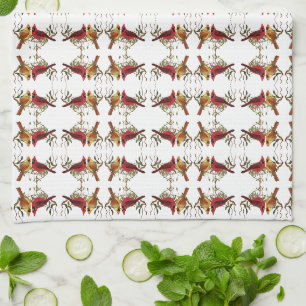 Serviette de cuisine blanche géométrique cardinale