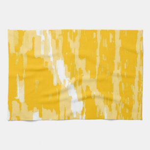 Serviette de cuisine blanche, jaune Abstrait Art R