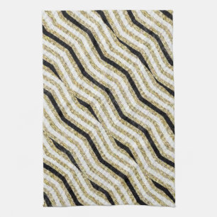 Serviette de cuisine blanche Noir Or
