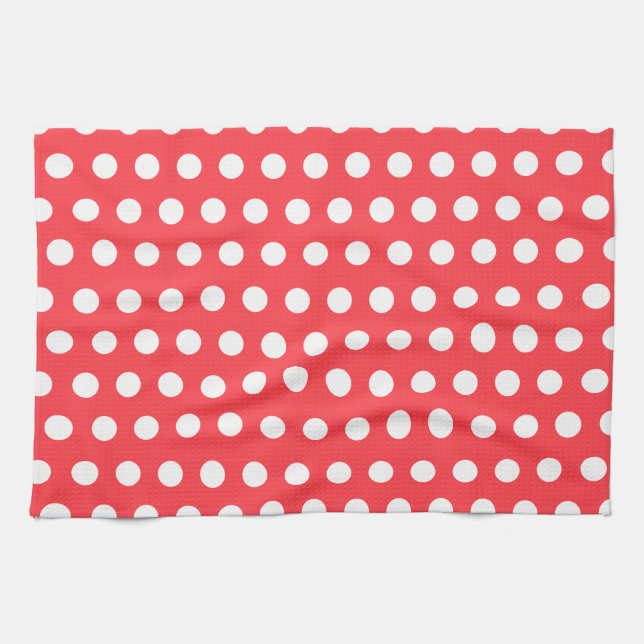 Serviette de cuisine blanche rouge de point de (Horizontal)