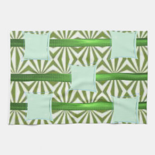 serviette de cuisine bleu aztèque verte