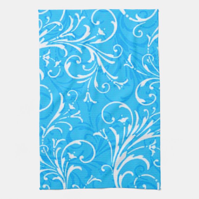 Serviette de cuisine bleu ornementale (Vertical)