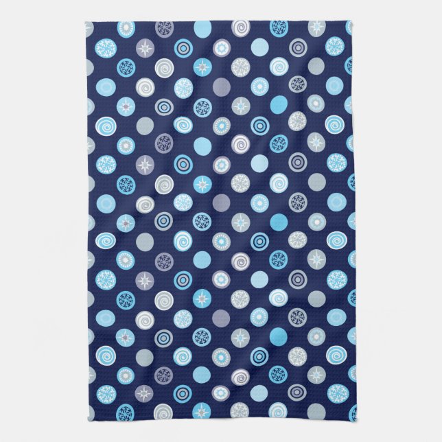Serviette de cuisine bleu Polka Dot hiver (Vertical)