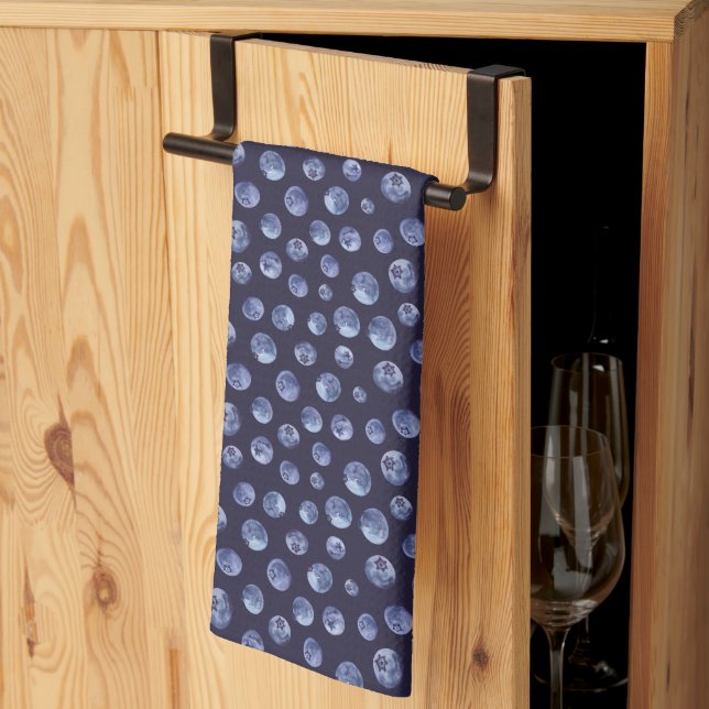 Serviette De Cuisine Bleue Aux Bleues (Pliage en tiers)