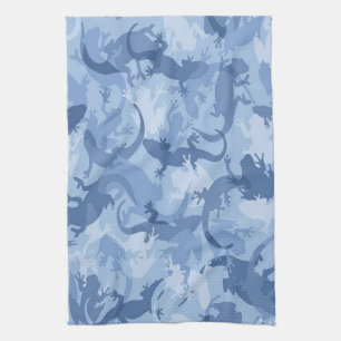 Serviette de cuisine bleue de camouflage de