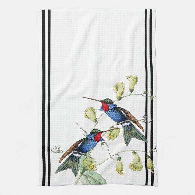 Serviette de cuisine bleue de fleurs d'animaux de (Vertical)