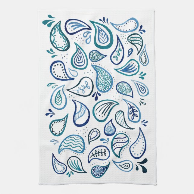 Serviette de cuisine bleue de Paisley (Vertical)