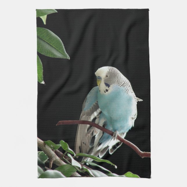 Serviette de cuisine bleue de perruche (Vertical)