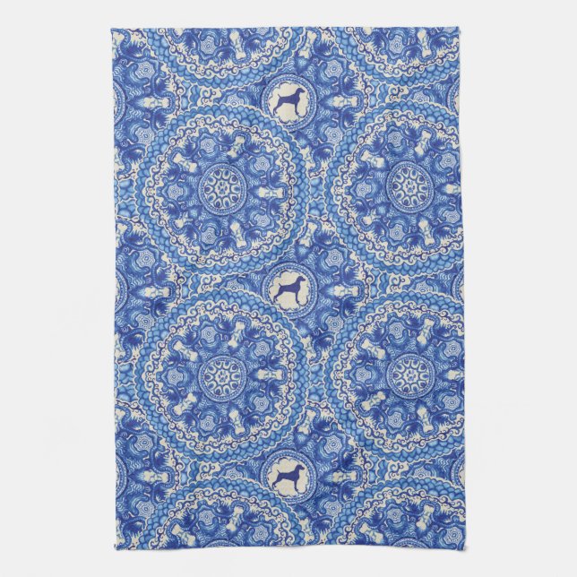 SERVIETTE de CUISINE BLEUE ET BLANCHE de WEIM 16" (Vertical)