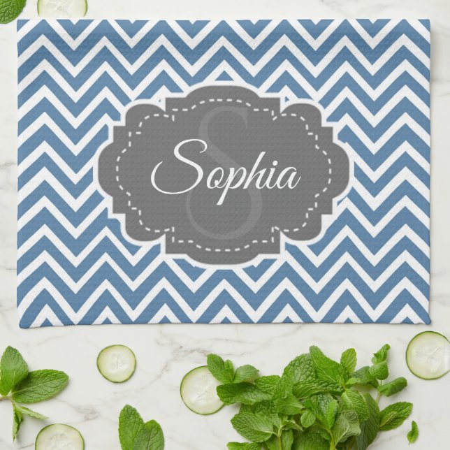 Serviette de cuisine Blue Chevron (Plié)