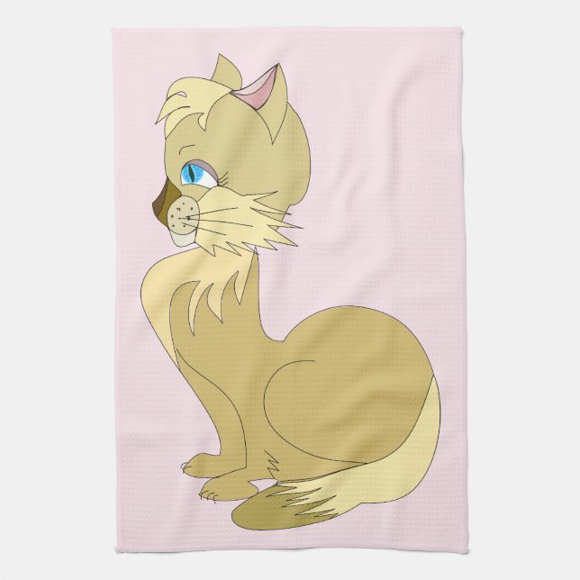 Serviette de cuisine Blue Eyed Cat - Personnalisab (Vertical)