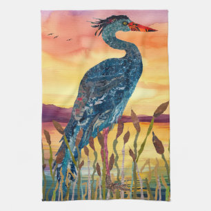 Serviette de cuisine Blue Heron Sunset