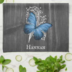 Serviette de cuisine Blue Rustic Butterfly