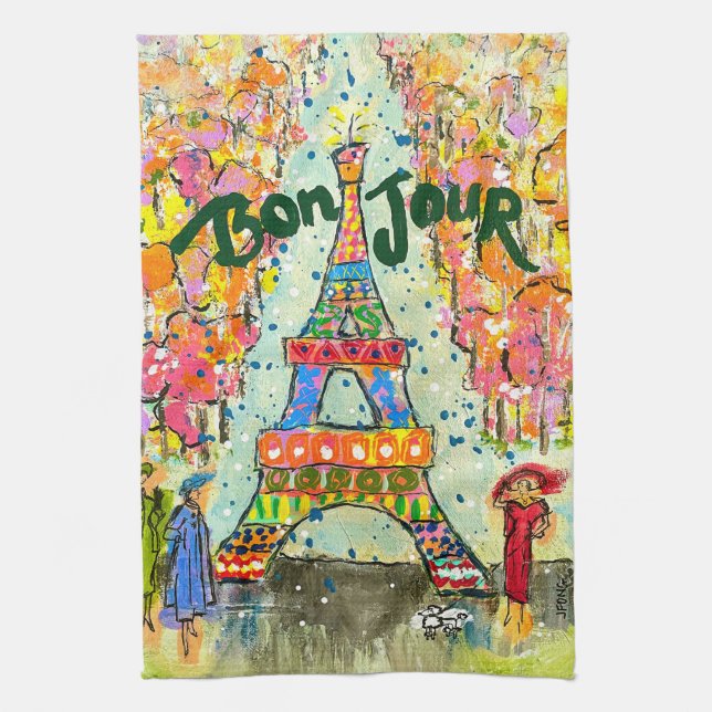 Serviette de cuisine "Bonjour" (Vertical)