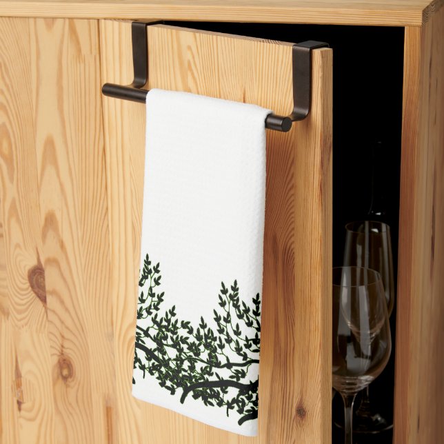 Serviette de cuisine - Branches feutrées entrelacé (Pliage en tiers)