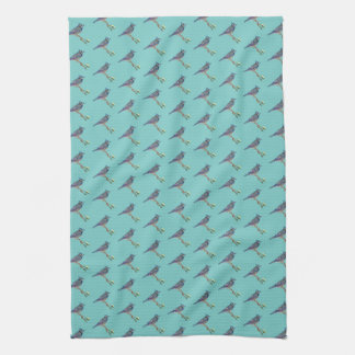 Serviette de cuisine brodée de geai bleu