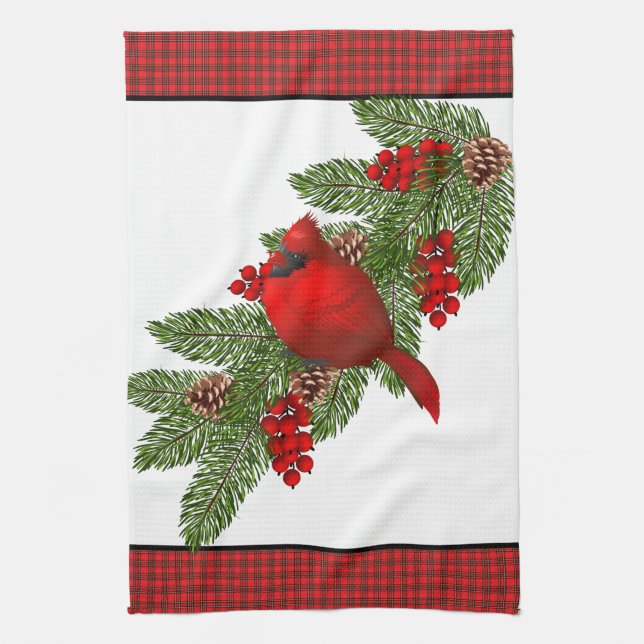 Serviette de cuisine - Cardinal de Noël (Vertical)