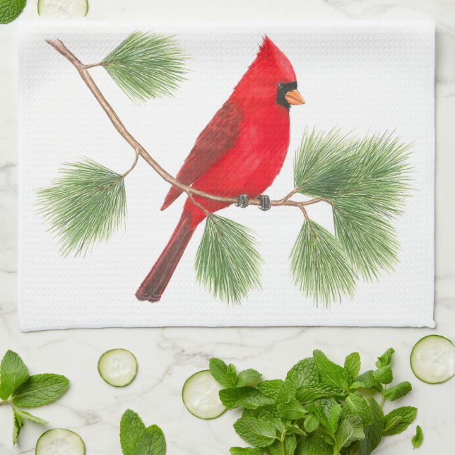 Serviette de cuisine cardinale du nord (Plié)