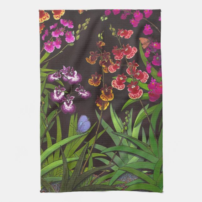 Serviette de cuisine chevauchante d'orchidées de (Vertical)