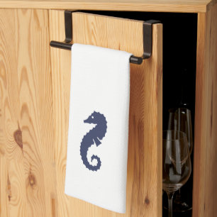 Serviette de cuisine - Chevaux de mer (bleu marine